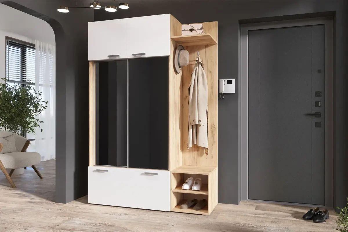 

Прихожая Стелла (Белый глянец холодный/Дуб Крафт)