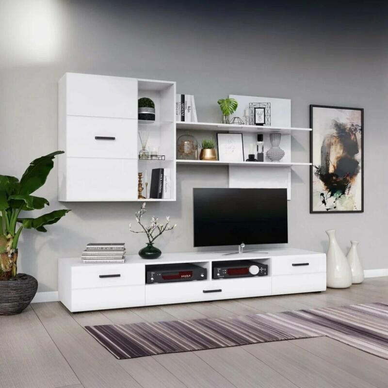 

Гостиная Нэнси NEW Вариант №5 (Белый глянец, Белый)