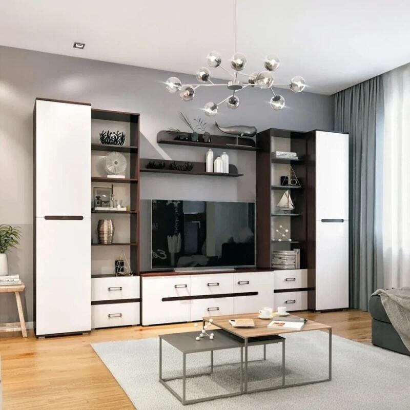 

Гостиная Ким Вариант №2 (Белый глянец холодный, венге)