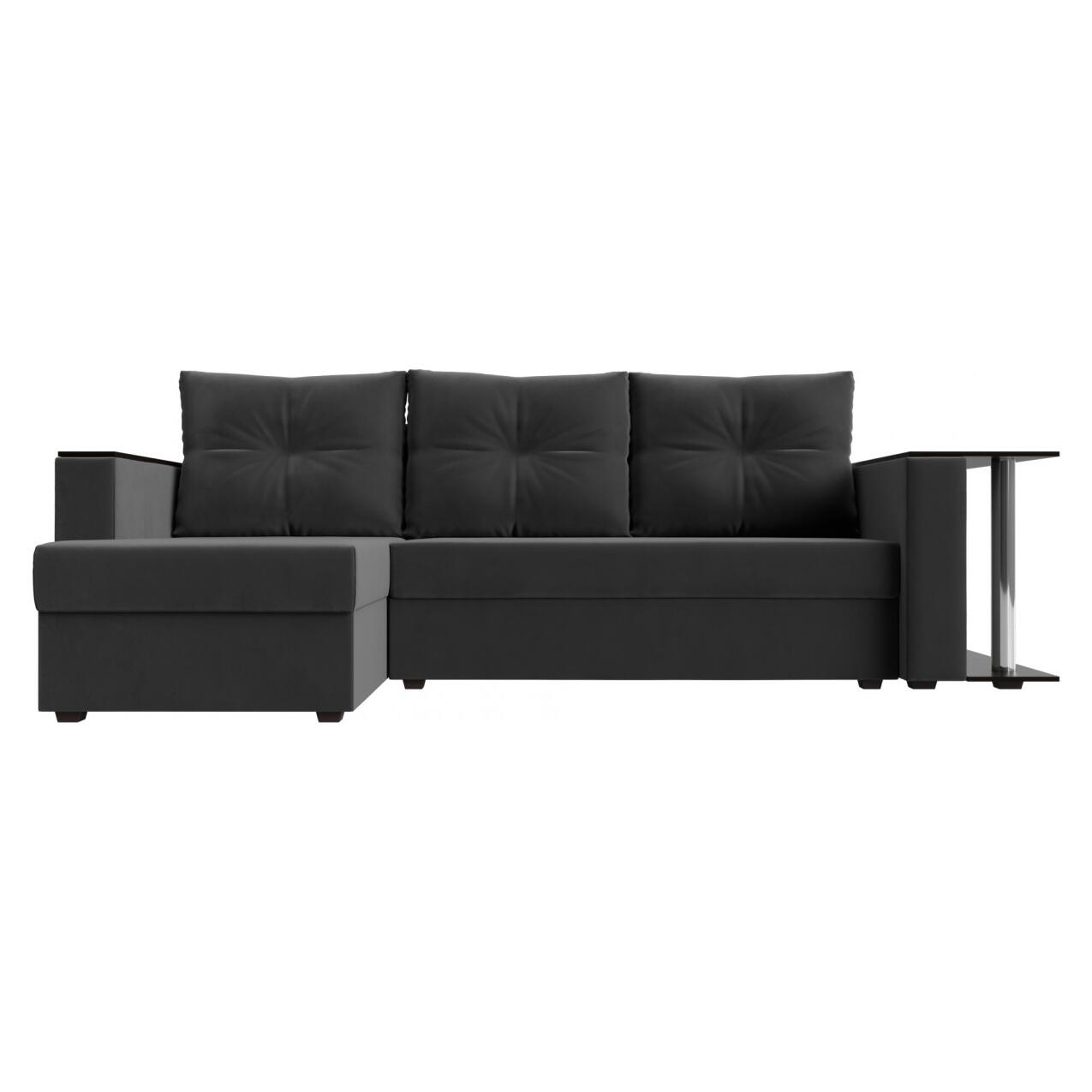 

Угловой диван Атланта велюр серый угол левый