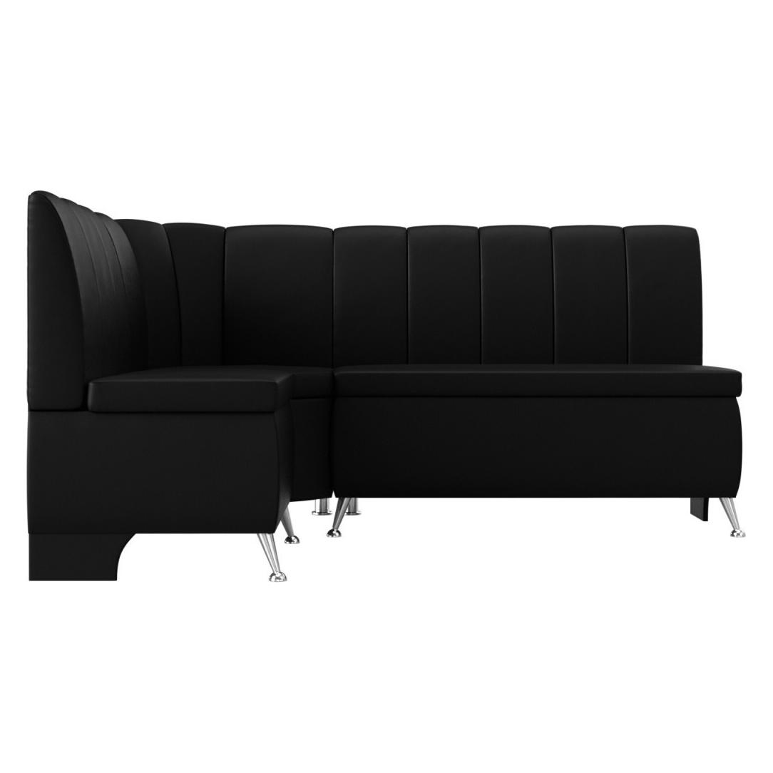 

Диван кухонный угловой Кантри левый Экокожа Черный