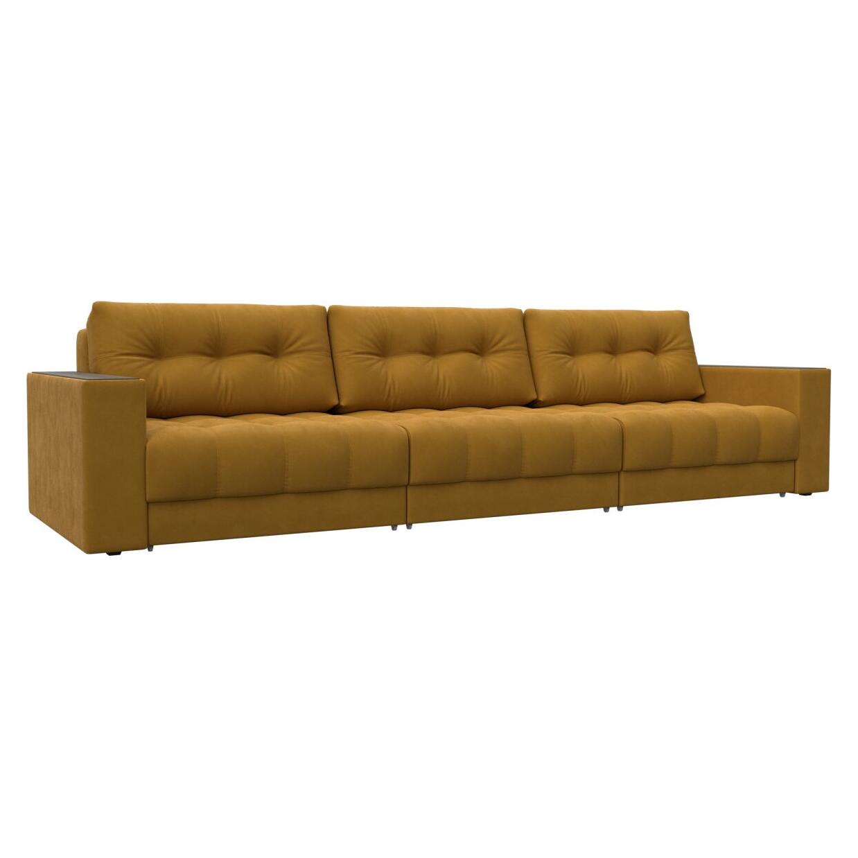 

Диван прямой с декором Лига-049 НПБ Лонг Велюр BRUT 10 желтый