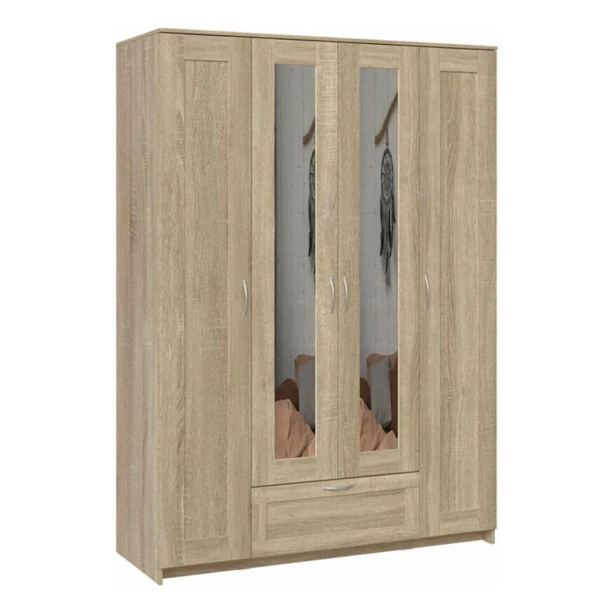 

СИРИУС шкаф 4 двери и 1 ящик 156х59х220 сонома RU (с 2 зеркалами)