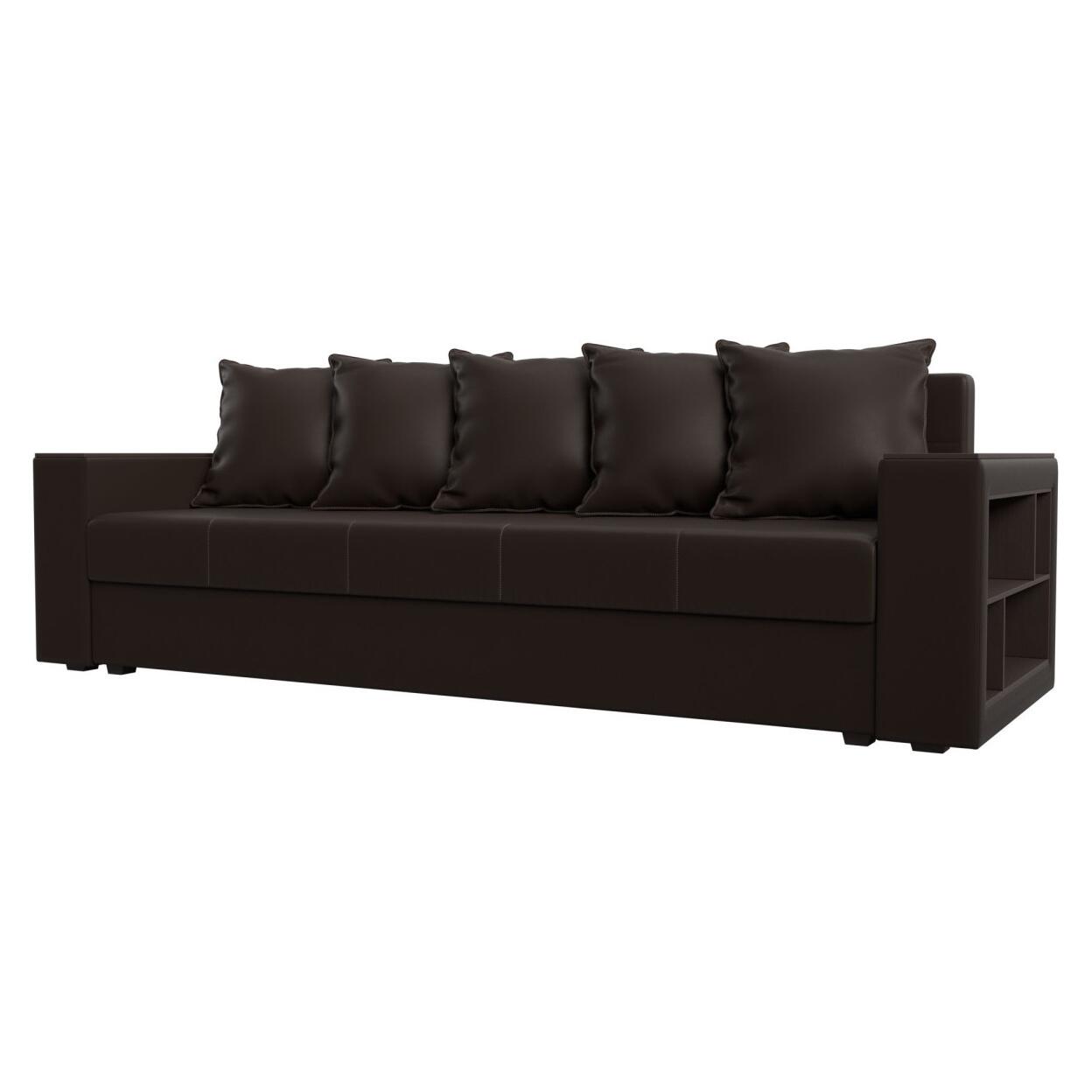 

Диван прямой Дубай Лайт полки справа Экокожа Коричневый