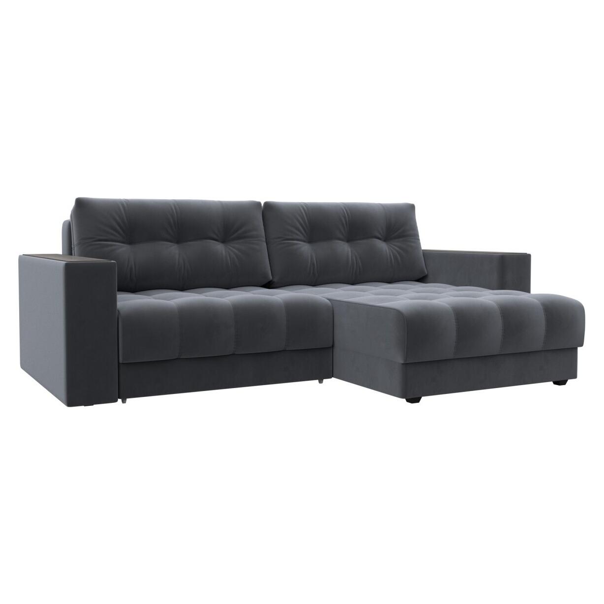 

Диван угловой с декором Лига-049 НПБ Велюр SEVEN 17 серый