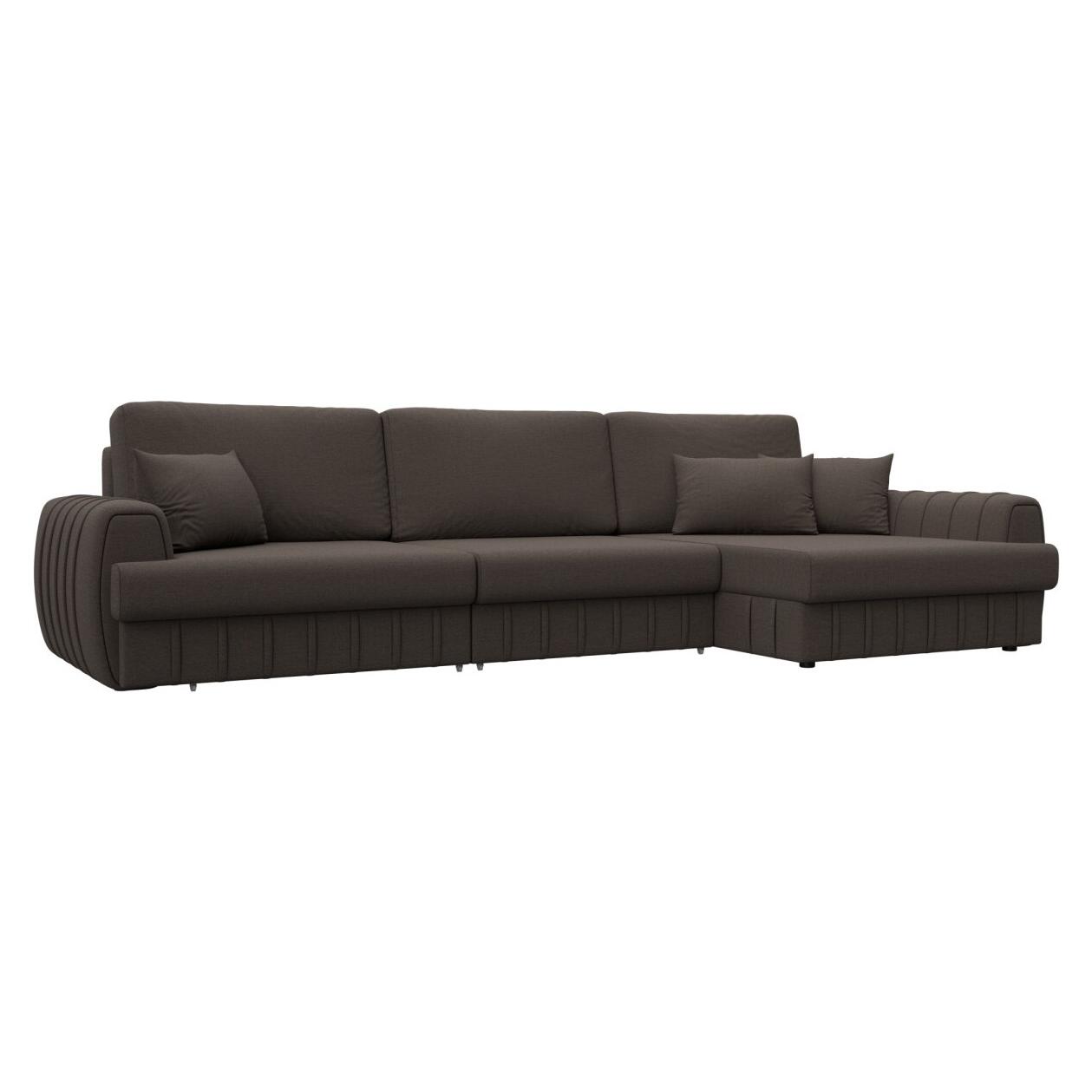 

Диван угловой Лига-057 НПБ Лонг угол правый Рогожка Амур 05 коричневый