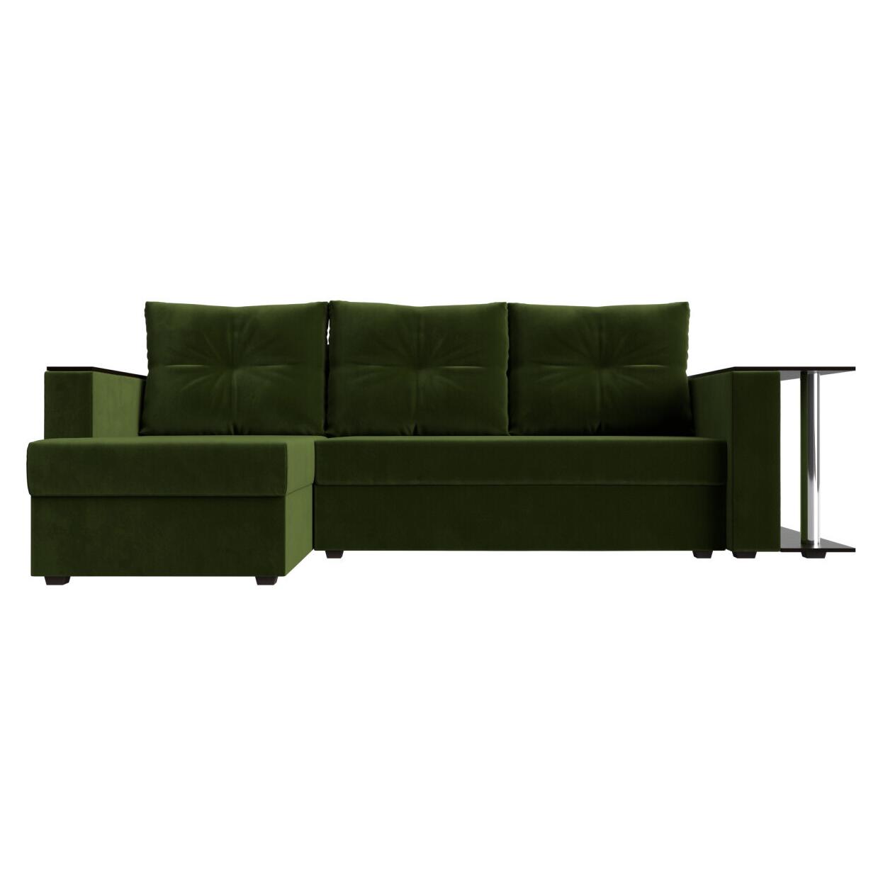 

Угловой диван Атланта микровельвет зеленый угол левый