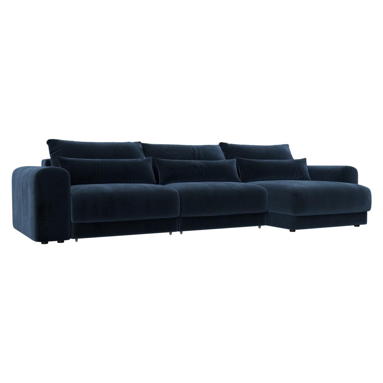 

Диван угловой Лига-056 НПБ Лонг угол универсальный Велюр TOWER 13 синий