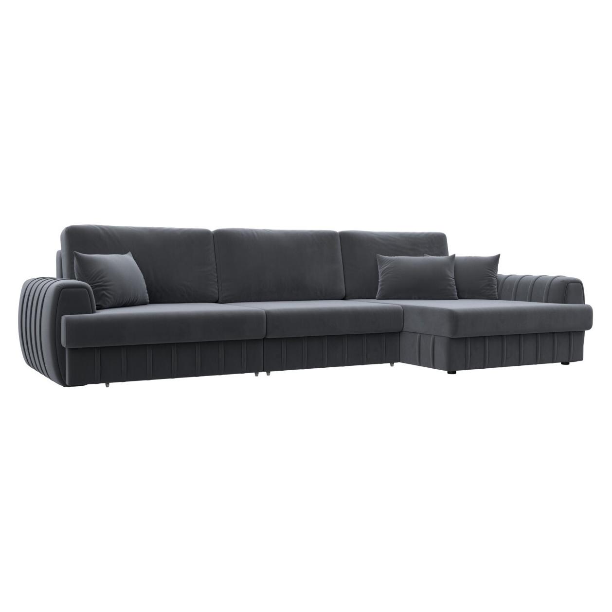 

Диван угловой Лига-057 НПБ Лонг угол правый Велюр SEVEN 17 серый