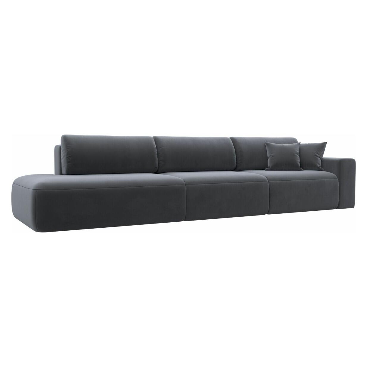 

Диван прямой Лига-036 НПБ Модерн Лонг подлокотник справа Велюр Серый