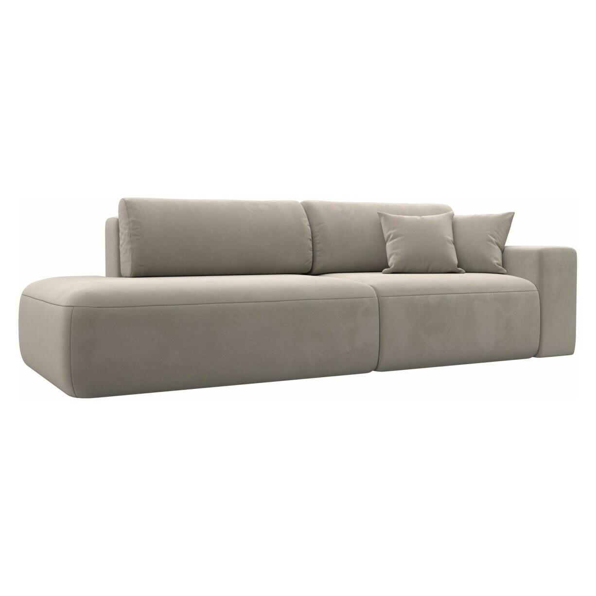 

Диван прямой Лига-036 НПБ Модерн подлокотник справа Микровельвет Бежевый